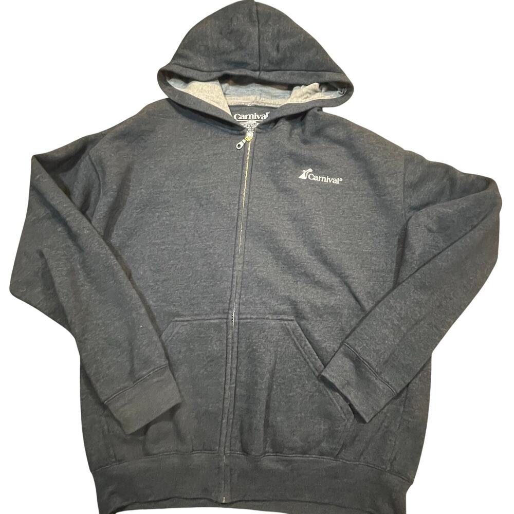Carnival Zip Up Hoodie Men Large Heather Charcoal Full Zip Pocket